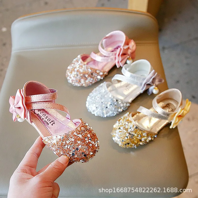

2026 Spring New Children Shoes Girls Princess Shoes Glitter Children Baby Dance Shoes Casual Toddler Girl Sandals