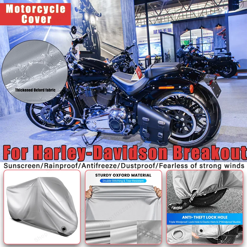 

For Harley-Davidson Breakout No Ear Motorcycle Cover - Outdoor Full Body Protection, Waterproof Dustproof Sunscreen Accessories