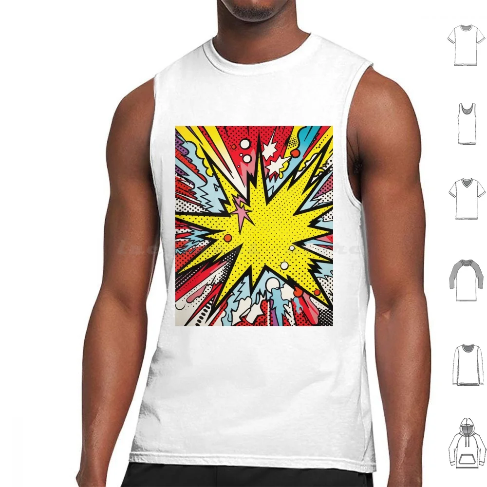 Hockney's Heroic Imagery Tank Tops Vest Sleeveless Retro Comic Book Superhero Hockney Lichtenstein Haring Pop Art