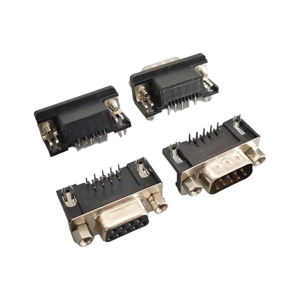 5/10Pcs DB9 DR9 Female Male PCB Mount D-Sub 9Pin PCB Connector RS232 Connector 90-degree Bent Needle Adapter for PCB Board