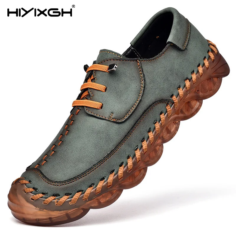 

Модная повседневная мужская обувь, кожаная обувь ручной работы для вождения, брендовые мужские лоферы для взрослых, мягкая мужская обувь без шнуровки, размер 38–46