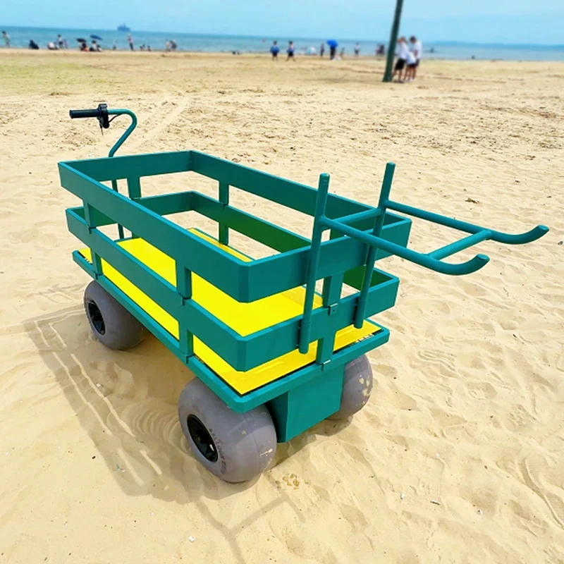 

Outdoor Electric With Large Balloon Wheels For Sand Heavy Duty 4 Wheel Mesh Platform Cargo ATV Trolley