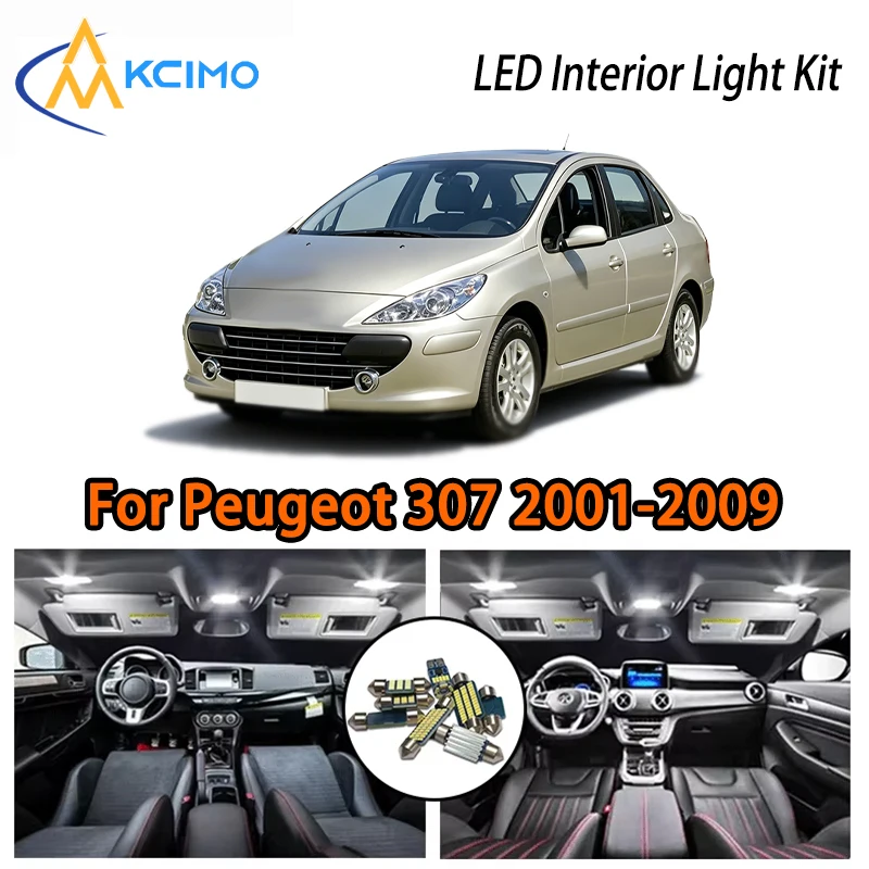 Two Colors Choice LED Interior Lights For Peugeot 307 2001-2009, Super Bright Car Atmosphere Lamp
