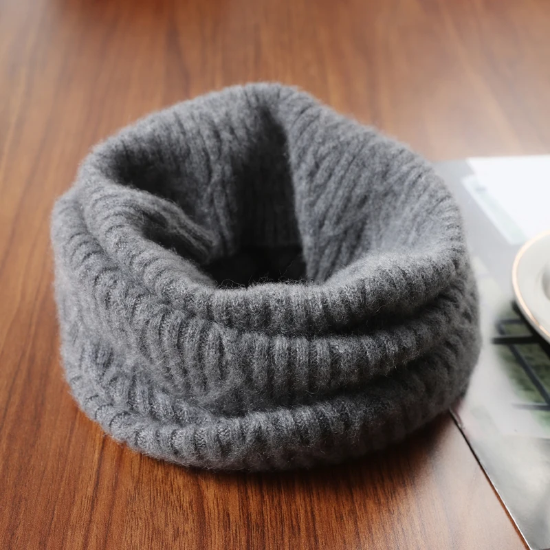 100% Wool Knitted Turtleneck Scarf Winter Autumn Warm Soft Ring Scarves Pattern Neck Warmer Fashion Snood Headband Female Fake