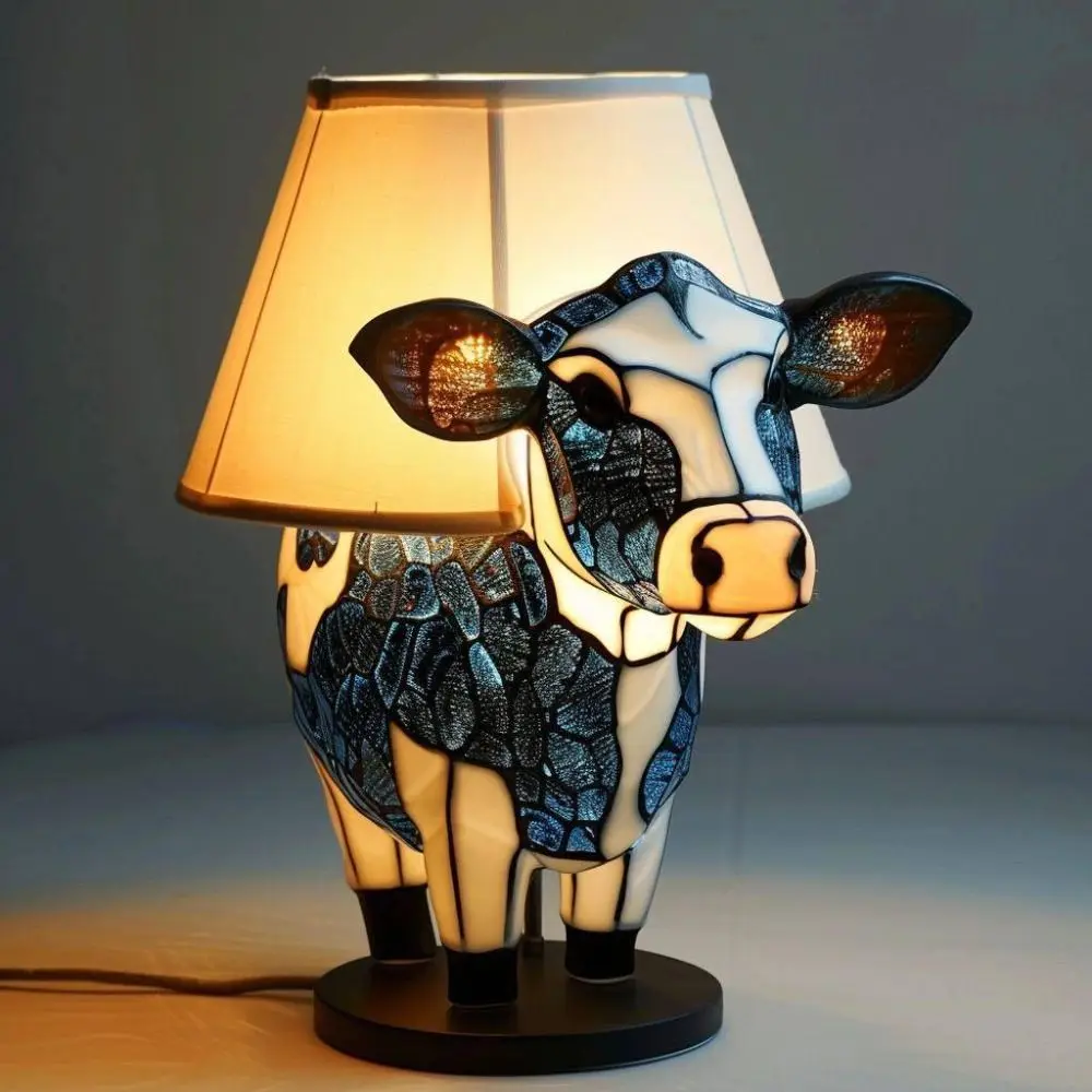 

Decorative Lighting Animal Series Table Lamp Fashion Stained Vintage Desk Lamps Cow Monkey Night Light
