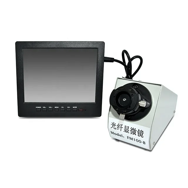 طقم كاشف الألياف البصرية 200/400X مجهر الألياف البصرية FM100B مع شاشة عرض مجهر الألياف 8 بوصة