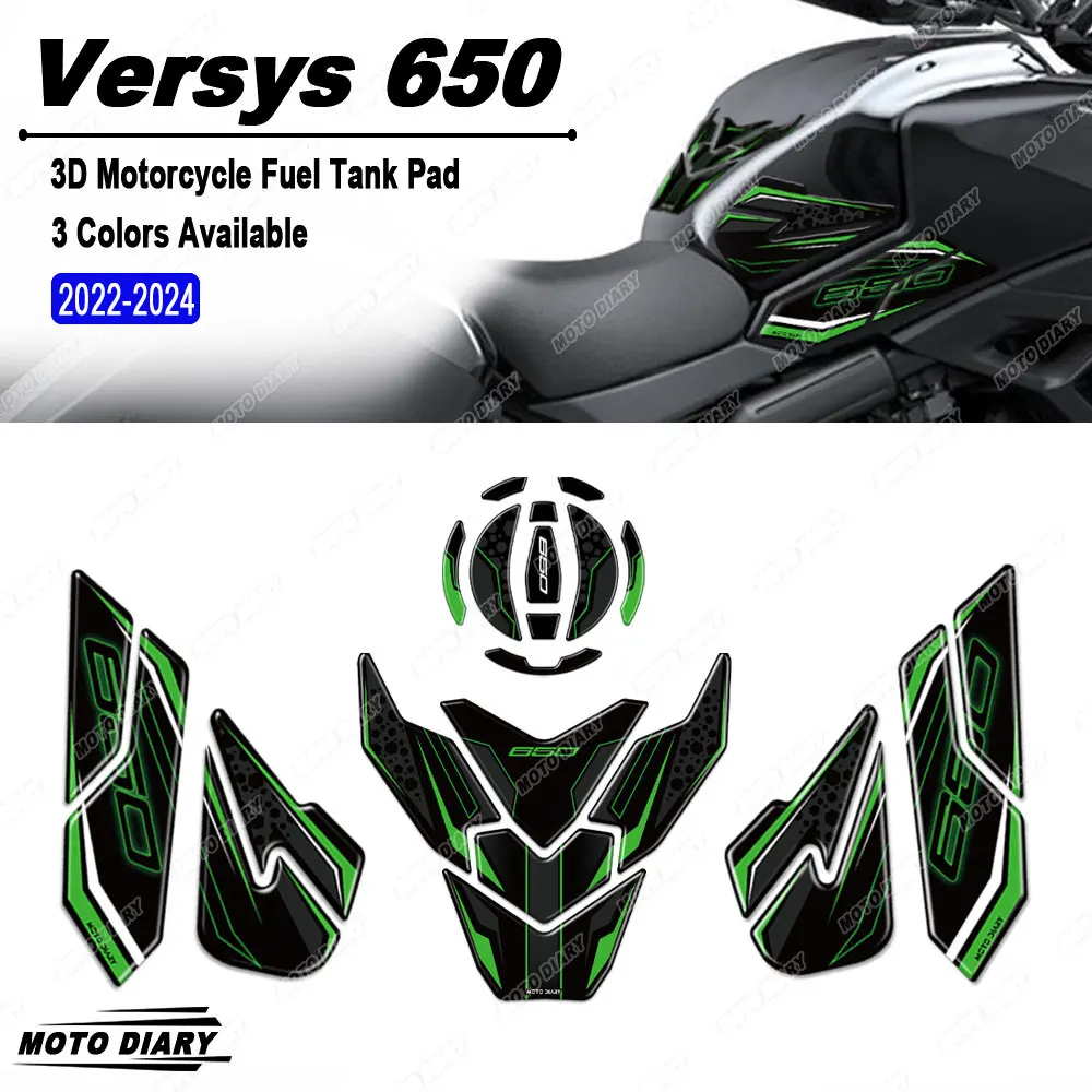 For Versys 650 Versys650 2022 2023 2024 3D Fuel Tank Pad Sticker Set Gas Oil Protection Decals Waterproof