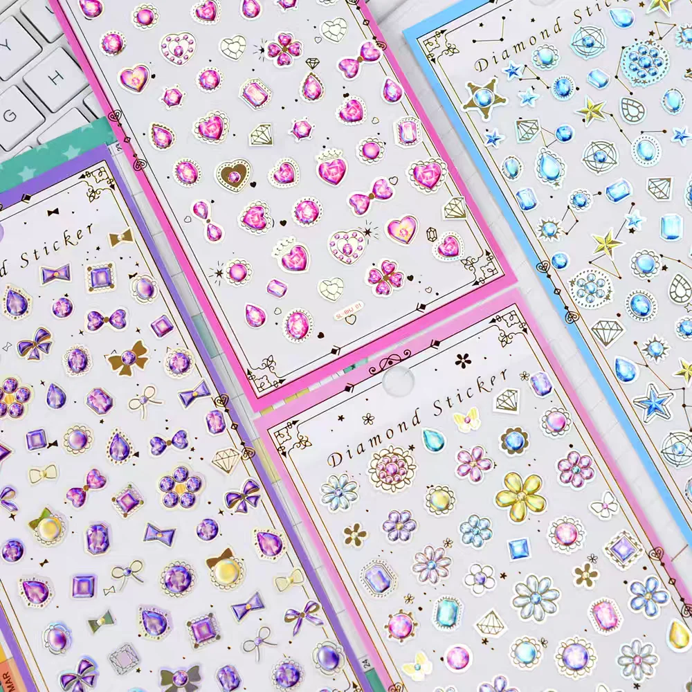 

4 pcs Creative Flowers Diamond Sticker Drop 3D Stickers Scrapbooking Diy Journal Diary Cute Stationery School Sticker Gift