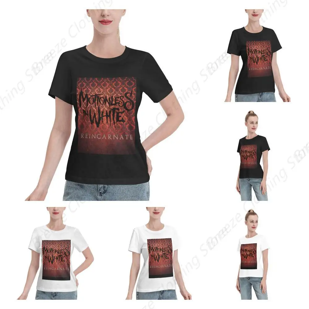 

Motionless Music in White Women's Short-Sleeved T-Shirt Fashion Loose Round Neck Cotton Short-Sleeved Shirt Sports T-Shirt