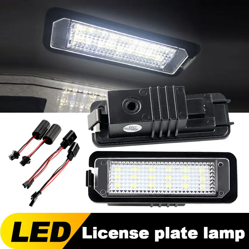 2pcs Canbus LED Number License Plate Lights For Skoda Altea XL Exeo LIMOUSINE lbiza Leon2 VW Passat CC Golf 5/6/7