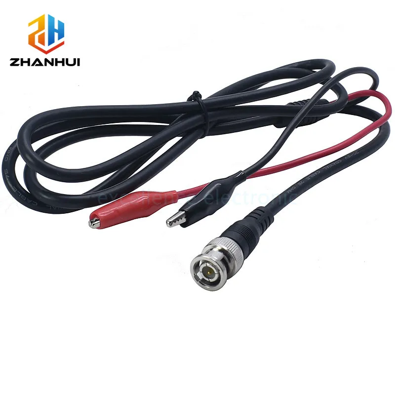 BNC Male to Alligator Clip Test Lead Cable 1.5m Q9 Video Signal Source Line Red Black Probe for Oscilloscope Electronics Testing