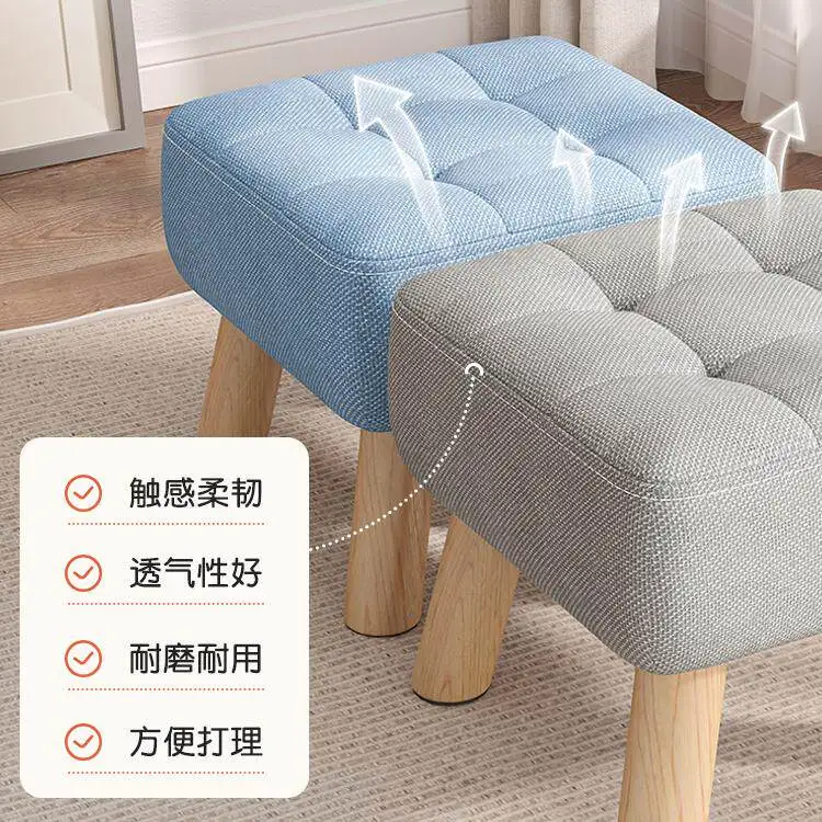 Solid Wood Padded Square Stool, Sturdy Low Footrest, Multi Shoe Bench Entryway Living Room Tea Table Home Daily Decor Seat Small