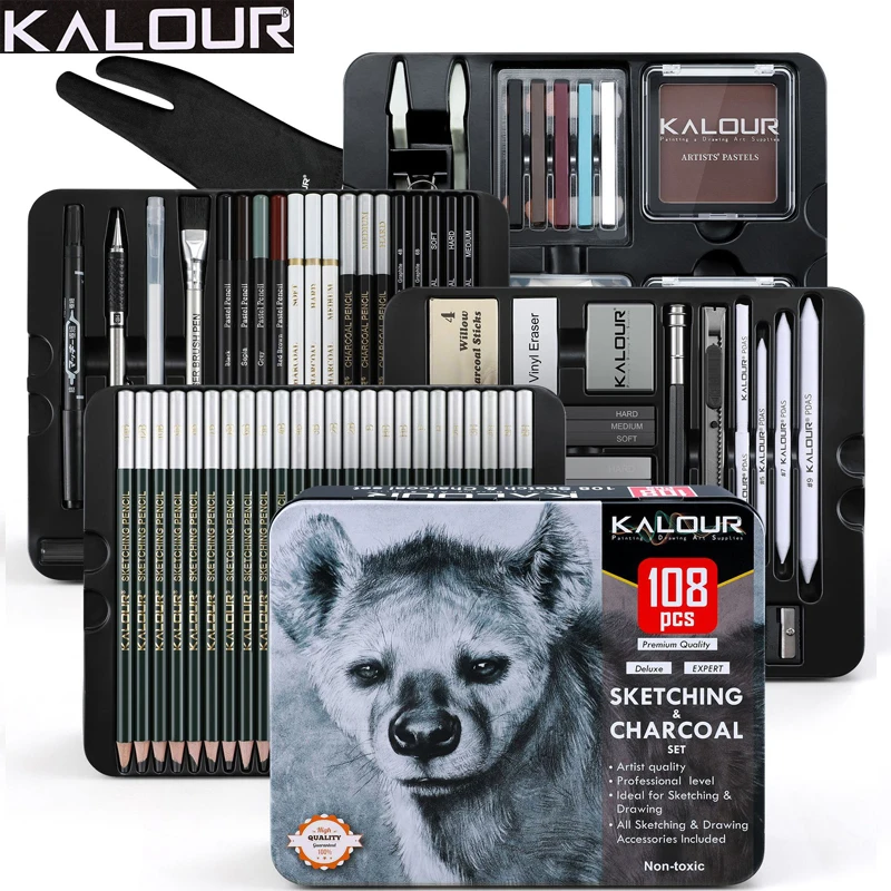 kalour-108-pcs-professional-sketching-pencil-set-with-charcoal-blending-toolsartist-grade-drawing-kit-for-professionals-student