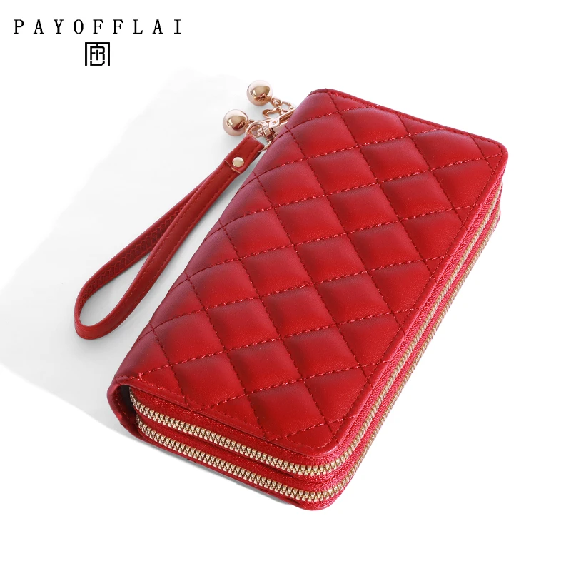 Genuine Madley Women's Tassel Long Wallet Business Card Holder Double Zipper PU Leather Clutch Luxury Wallet And Phone Bag