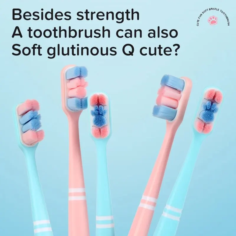 4Packs Cartoon Cat Claw Extra Soft Bristles Toothbrush Couple Adult Soft Hair Toothbrush Family Set