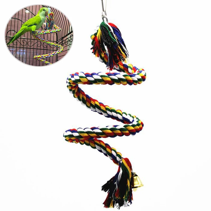 New Parrot Rope Hanging Braided Budgie Chew Rope Bird Cage Cockatiel Toy Pet Stand Training Accessories Conure Swing Supplies