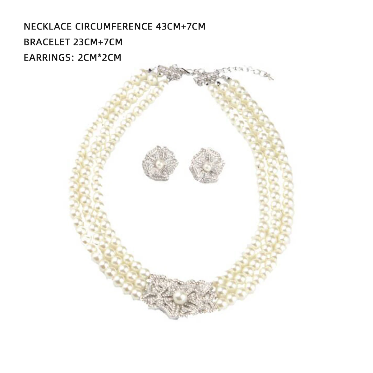Trendy Pearl Bridal Jewelry Set for Women Temperament Wedding Accessories Gift Fashion Flowers Necklace Bracelet Earrings 3 PCS
