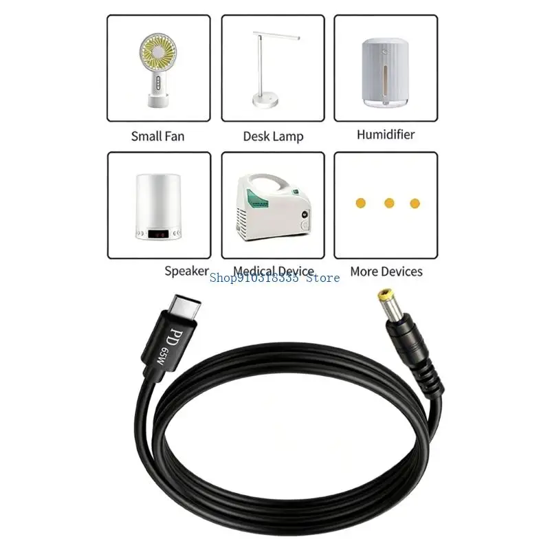  Reliable 65W Type C to DC5.5mm Power Supply Cable PVC Material For Consistent Performances And Device Protections