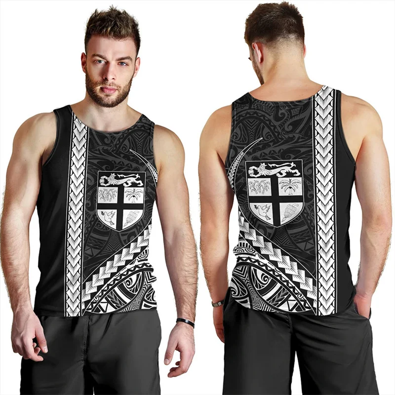 Summer Vintage 3D Flying Fijians Printing Tank Top Fiji Emblem Fijian Pride Graphic Gym Tank Top Men Cool Streetwear Clothes Top