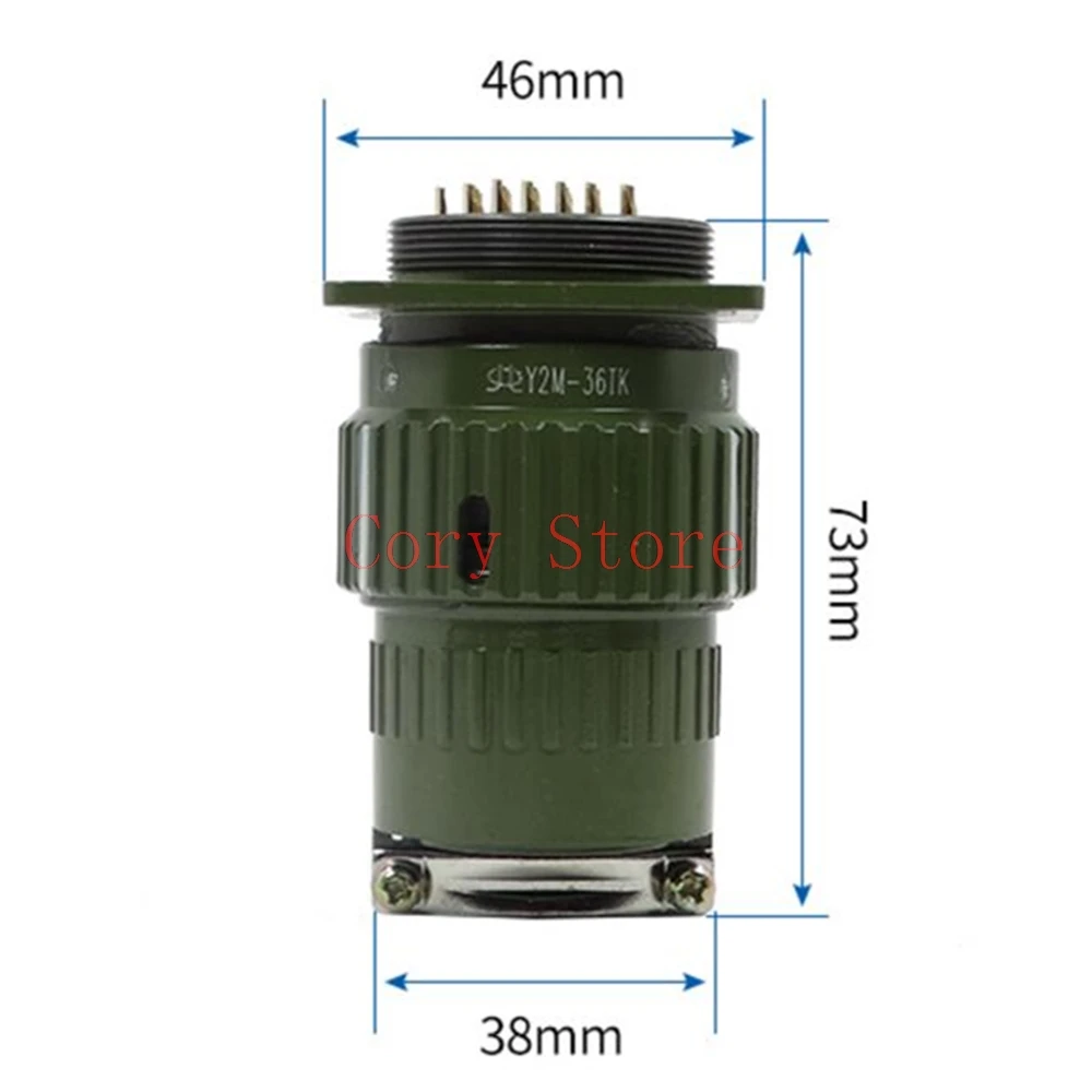 

Y2M Оливковый металлический корпус 4/19/36/50/65 контактов Круглый разъем переменного тока 300 В