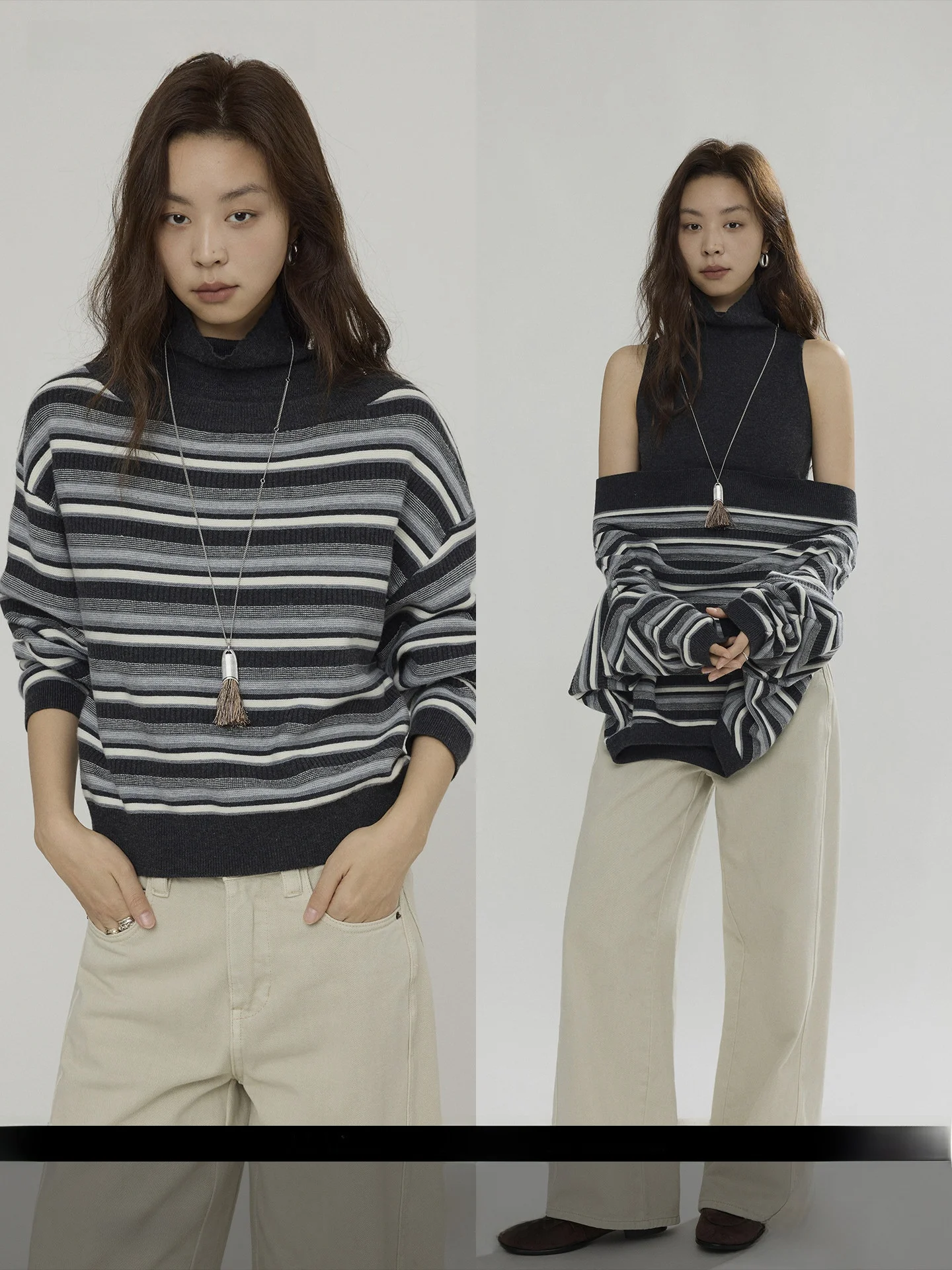 

Joli Choose Autumn Winter Floral ey Splice Knitted Sweater Casual High-End Feeling Loose Fit Polyester Blend Women's Sweater