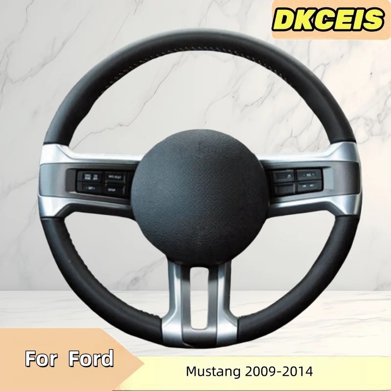 Car Steering Wheel Cover Faux Leather Breathable For Ford Mustang 2009 2010 2011 2012 2013 2014 Steering Wheel Braiding Cover