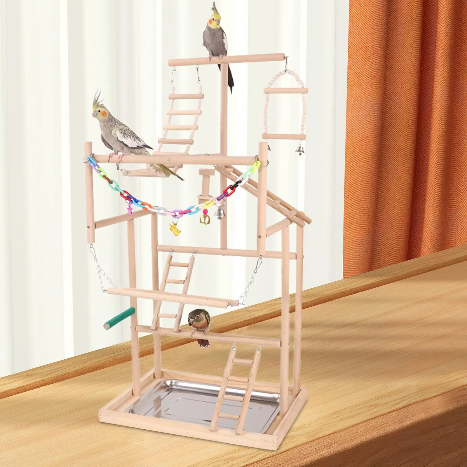 Wooden Parrot Stand Bird Climbing Playground Bird Activity Stand Cage Accessories for Hummingbird Finches Parakeet Bird Supplies