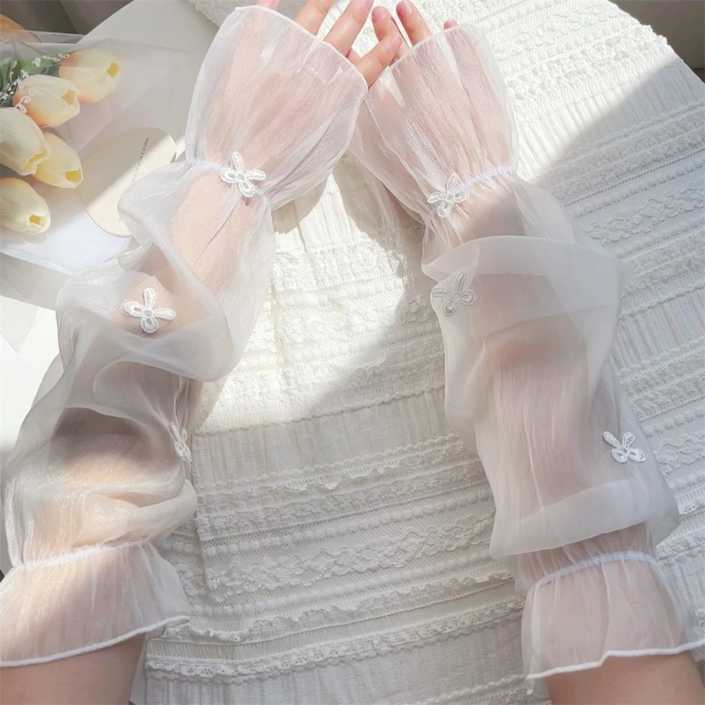 

Summer Long Ice Arm Sleeves Fingerless Gloves Sun UV Hand Protective Cover Daily Wear Fashion Accessories Driving Gloves 1 Pair