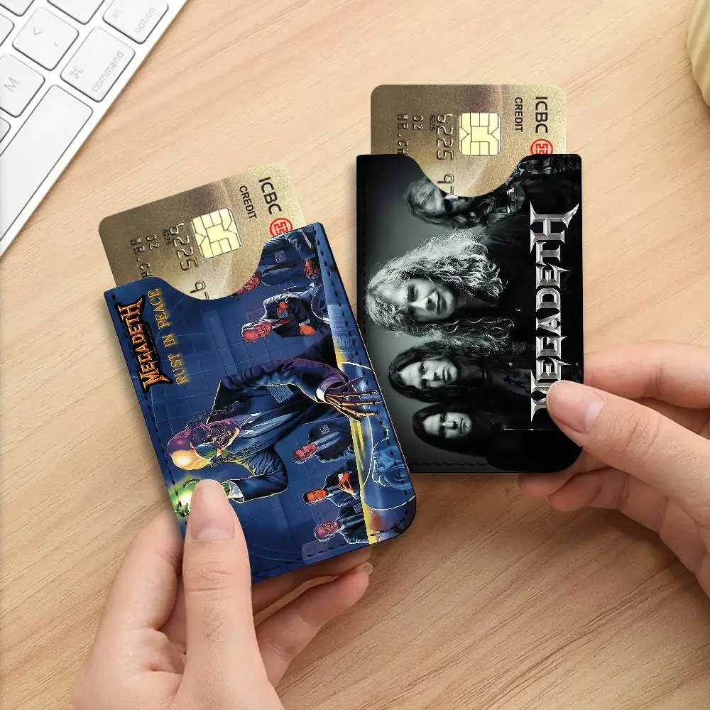Heavy Metal Rock Band M-Megadeths Universal PU Leather Slim Card Wallet, ID Credit Card Organizer, Portable Holder for Outdoor
