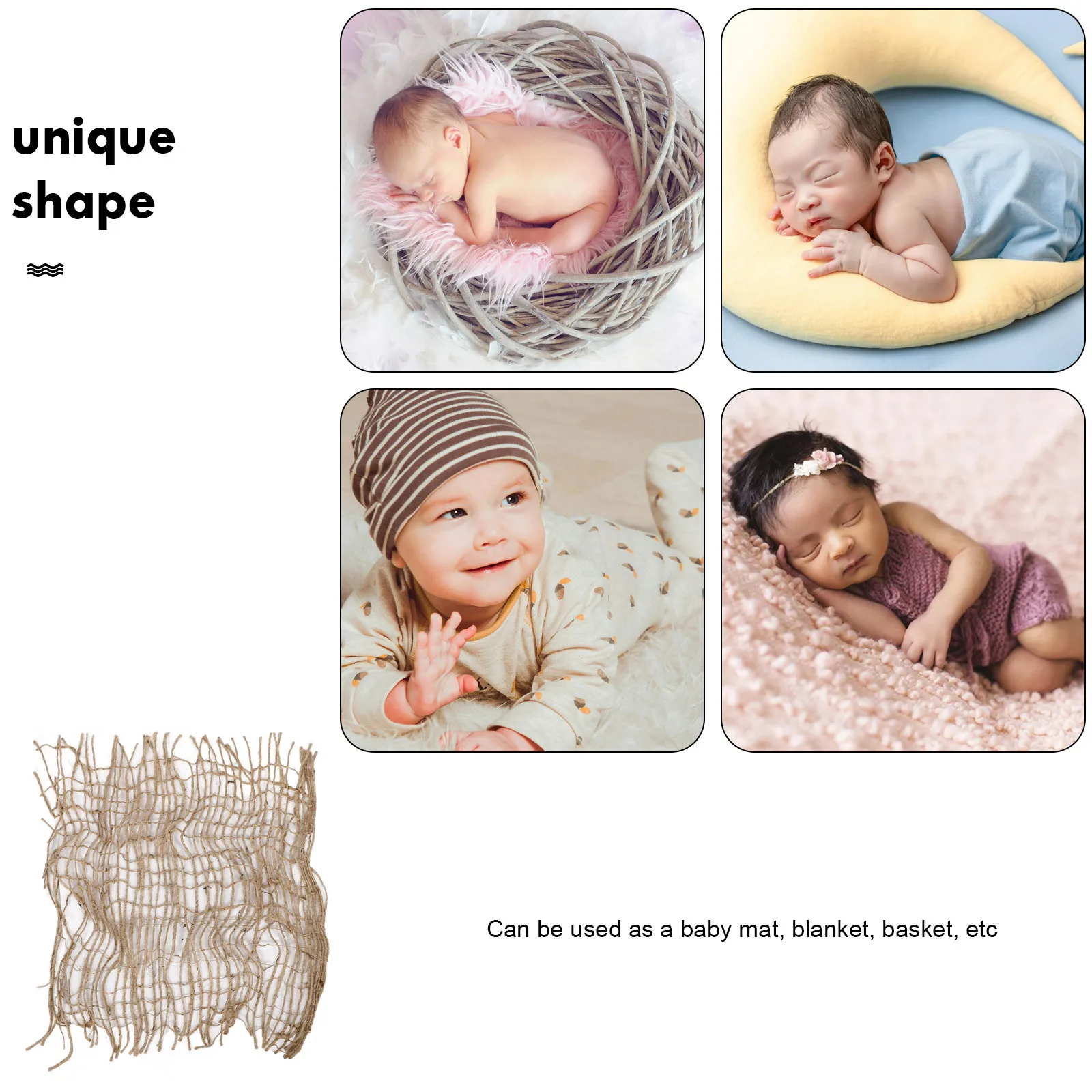 

Photography Prop Linen Blanket Mat Delicate Woven Hollow Breathable Photography Photo Prop Hollow Blanket