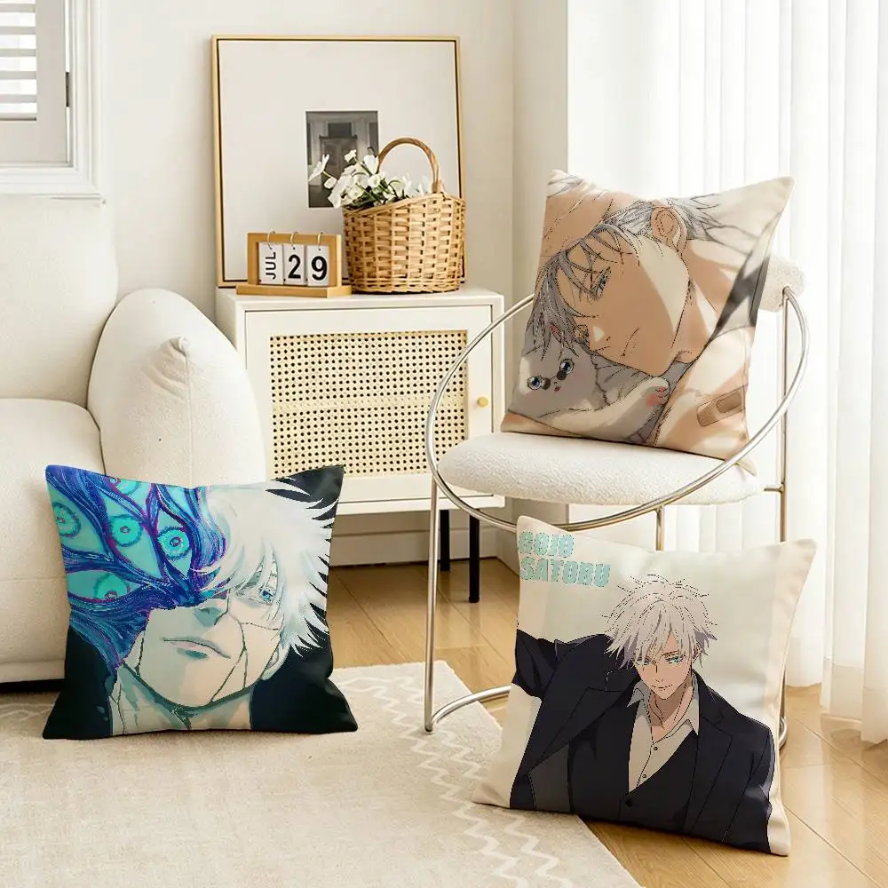 Jujutsu-K S-Satoru G-Gojo Customizable Square Pillow case Double Sided Print Sofa Bedroom Decor Cushion Cover