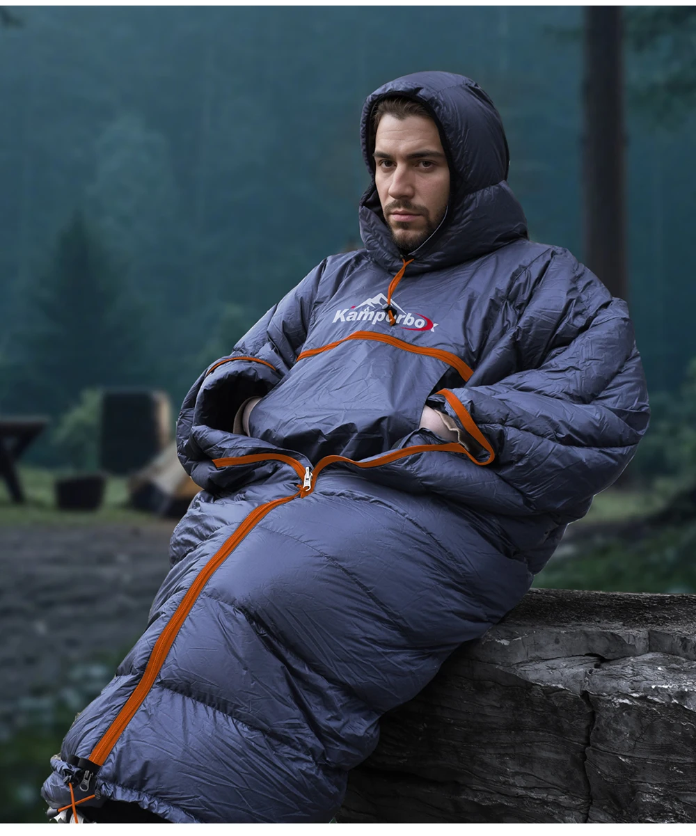 Kamperbox Winterschlafsack Poncho Winter Camping Poncho Winter Tragbarer Schlafsack Campingdecke PC600 – Detail 14