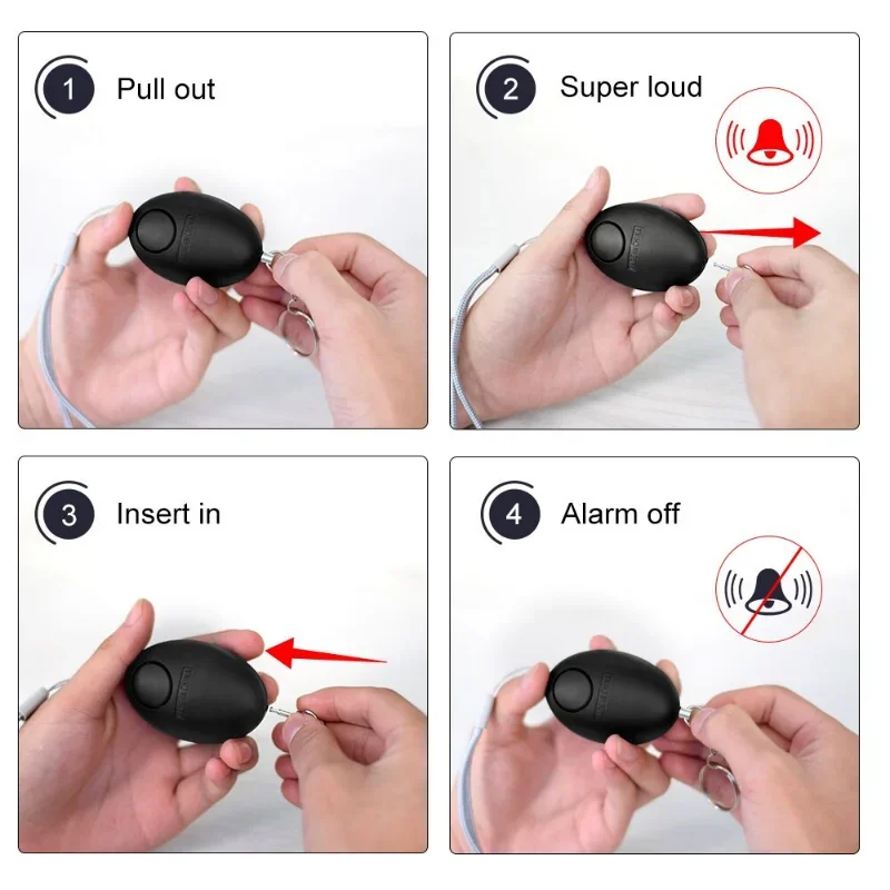 Imagem -05 - Auto Defesa Keychain Alarme de Emergência para Mulheres Forma de Ovo Menina Segurança Proteger Alerta Segurança Pessoal Gritar Alto 120db