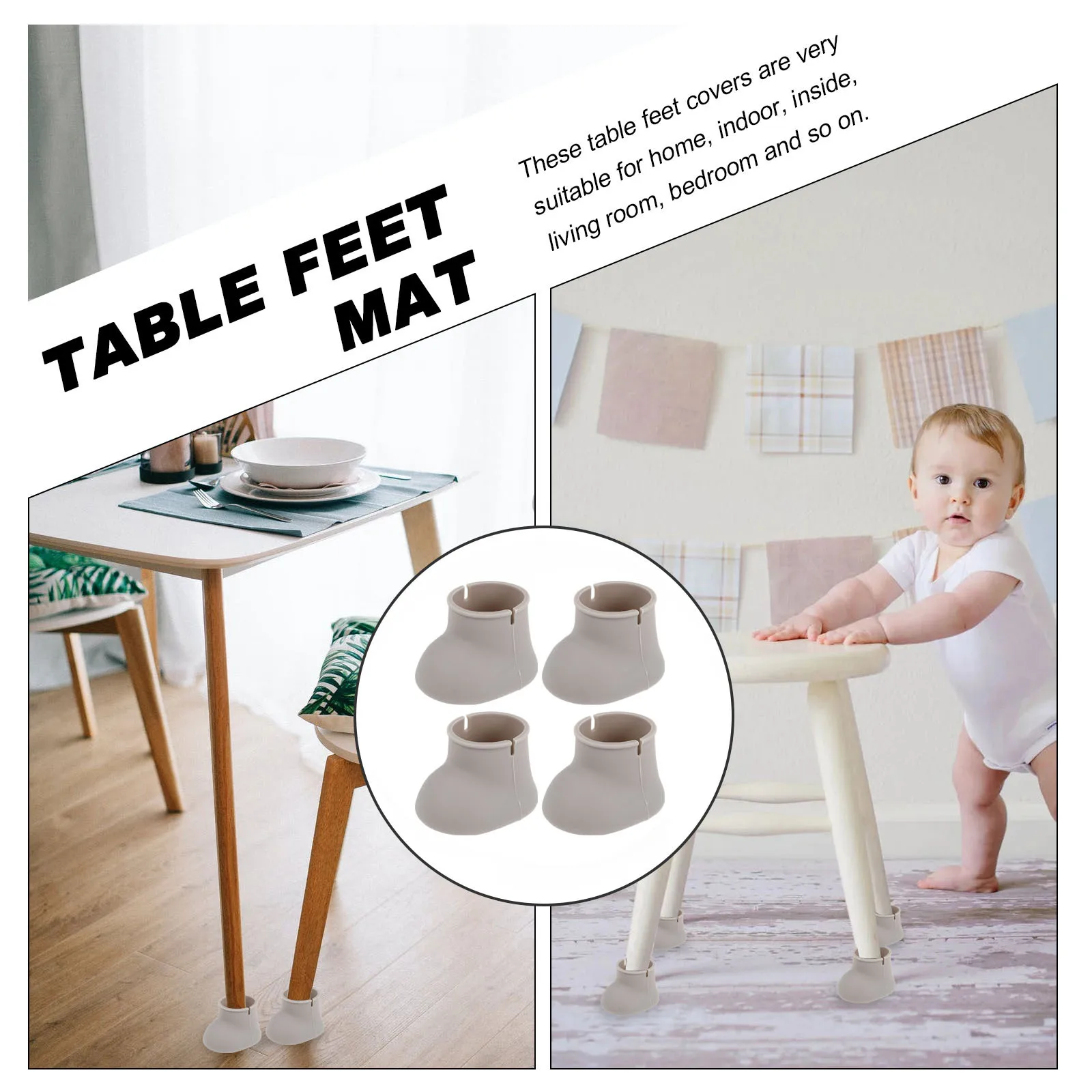 

4Pcs Chair Leg Silicone Covers Furniture Feet Protectors Anti-Skid Pads Table Leg Caps for Dining Office Kitchen