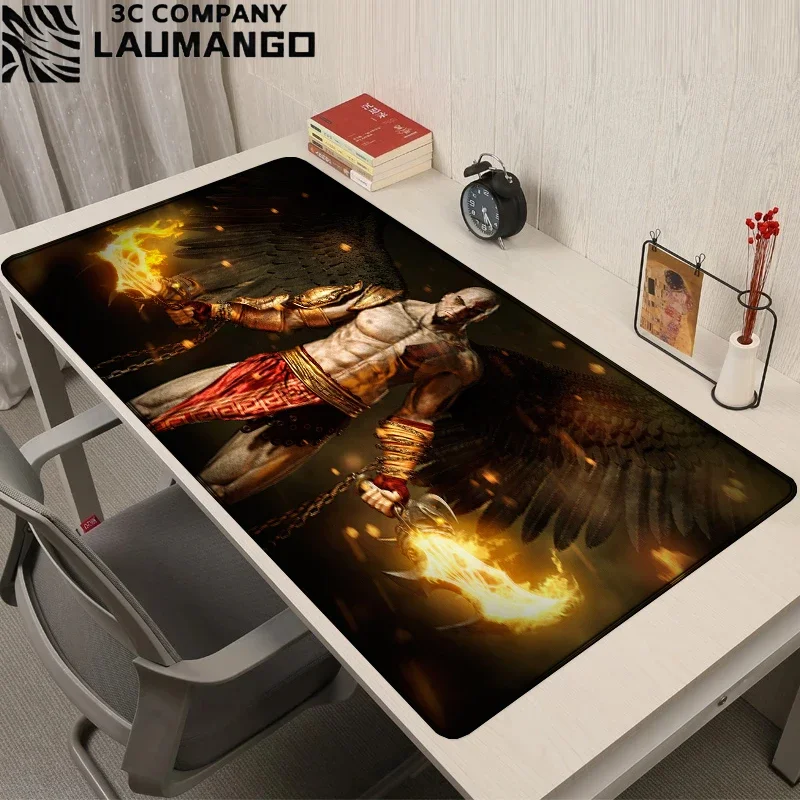 Alas Mouse God of War untuk Laptop Gaming, Alas Mouse Kartun Ukuran Besar, Alas Mouse Gamer Anime, Alas Keyboard, Aksesoris Meja, Alas Meja