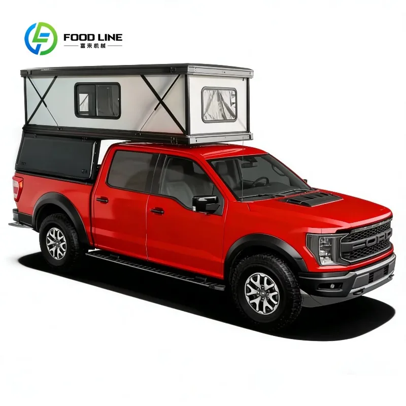 Customized Steel Hard Shell Pickup Truck Bed Camper Dual Side Opening Manual Pop-Up for Overland Camping