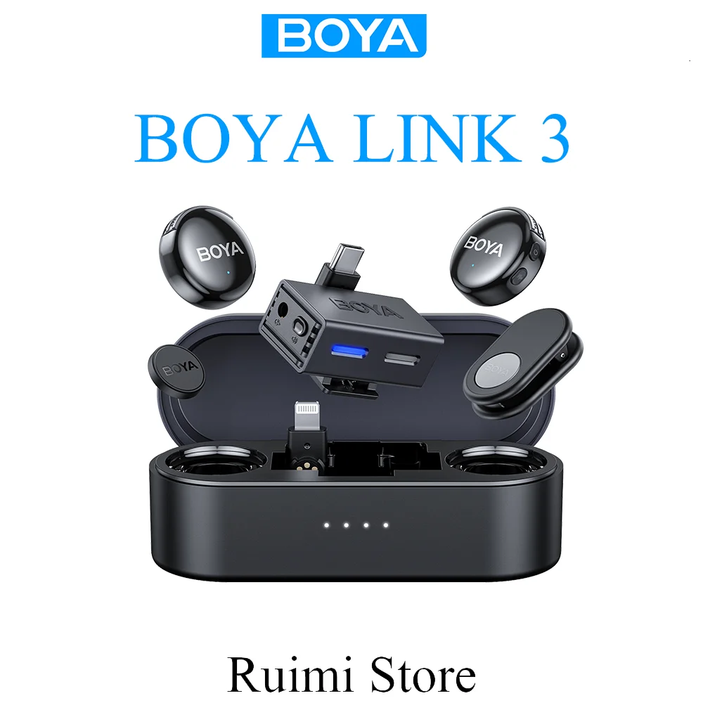 Беспроводной микрофон BOYA LINK 3, петличная кнопка с искусственным интеллектом и шумоподавлением, мини-микрофон для записи видео