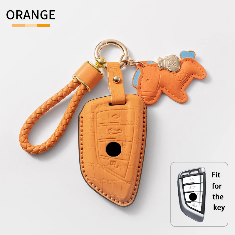 Fashion Leather for BMW F20 F30 G20 F31 F34 F10 G30 F11 X3 F25 X4 I3 M3 M4 1 3 5 Series Remote Car Key Case Cover Fob Keychain
