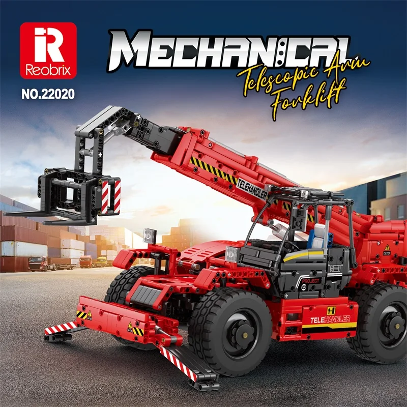 Reobrix 2260PCS Electric Remote Control Telescopic Arm Forklift Truck Building Blocks RC Car Vehicle Kids Toys Christmas Gifts