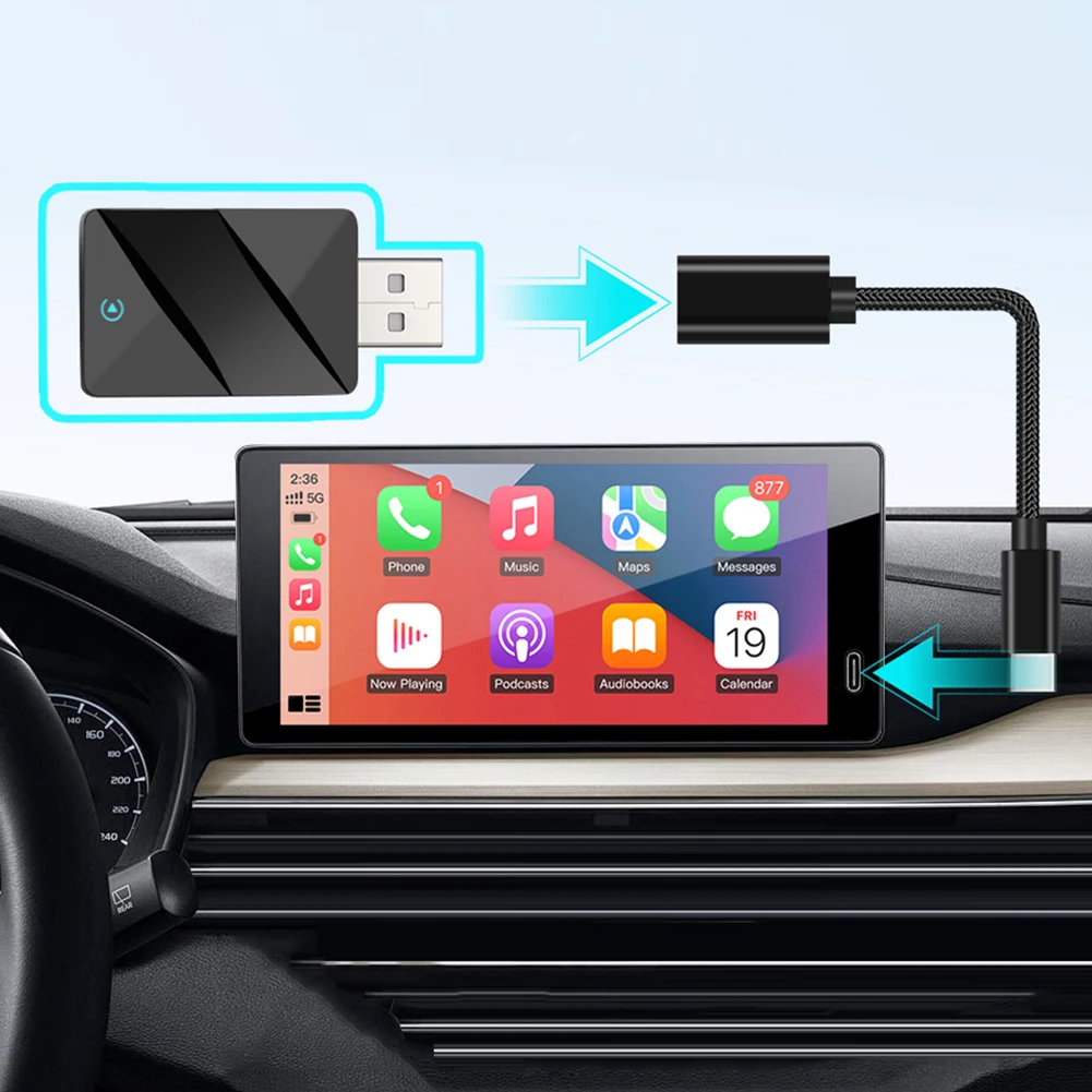 2 في 1 محول CarPlay اللاسلكي Android Auto USB Dongle Mini Box محول Carplay اللاسلكي للسيارات Carplay السلكية إلى Carplay اللاسلكية