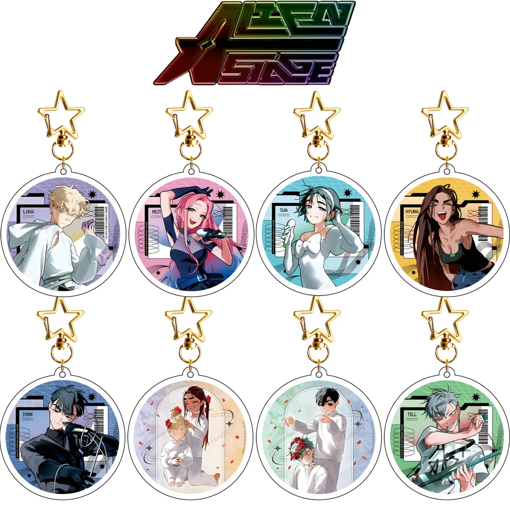 

Hot Anime ALIEN STAGE Keychains Pendant Car Key Chain Acrylic Stand MIZI SUA TILL IVAN HYUNA LUKA Fans Gifts cosplay Accessories