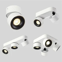 Roundness LED Downlights Ceiling light Dimmable 360° Rotation 90 ° Folding 15W 1-4 head COB Spotlights AC110V 220V Home business