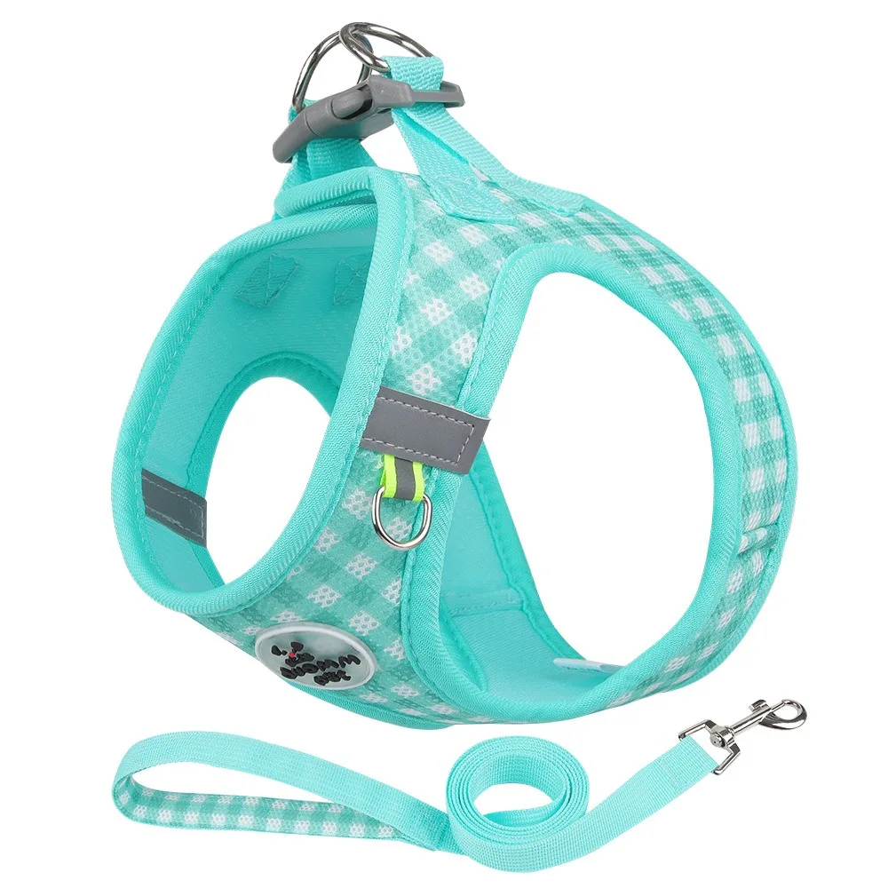 

Comfortable Dog Harness Leash Stylish Polyester with Metal Buckle Pet Chest Vest Breathable Reflective Cat Chest Strap Kitten