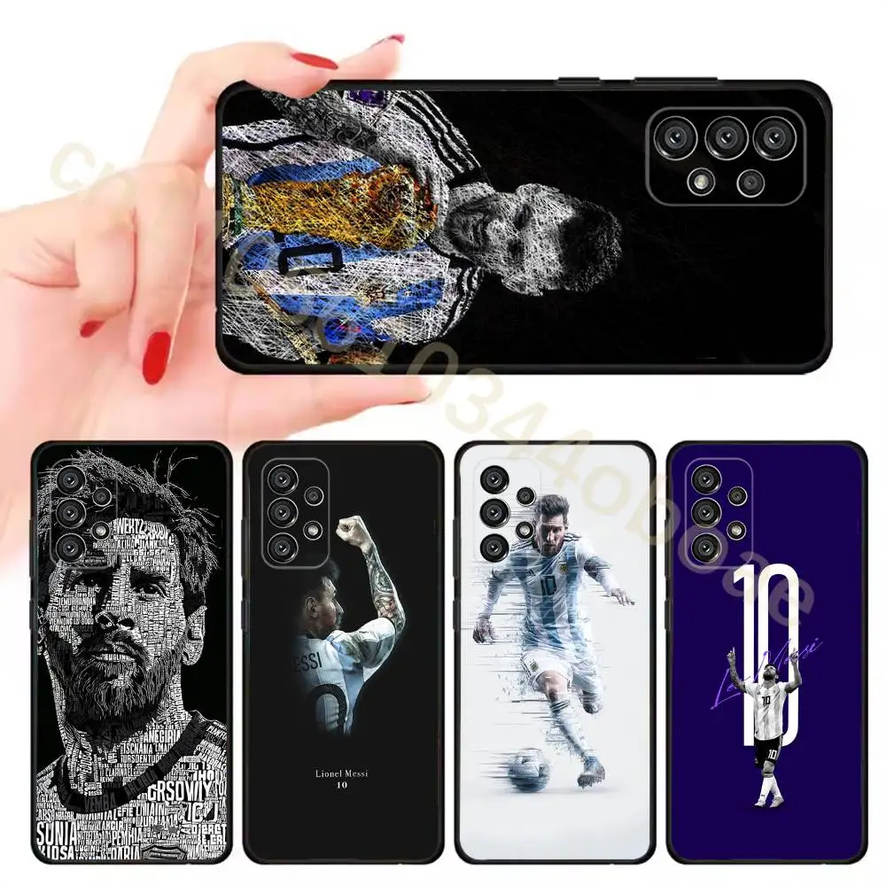 Capa de celular M-Messi The Greatest of All Time para Samsung Galaxy A13,21s,22,31,32,52,53,71,80,A91, capa preta macia