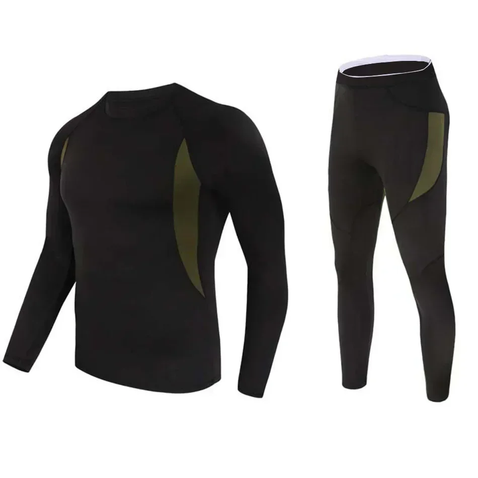 New  Men's Fleece Warm Underwear Sets Outdoor Quick Dry Anti-microbial Stretch Sport Suit Men's Long Sleeve Fitness Clothing