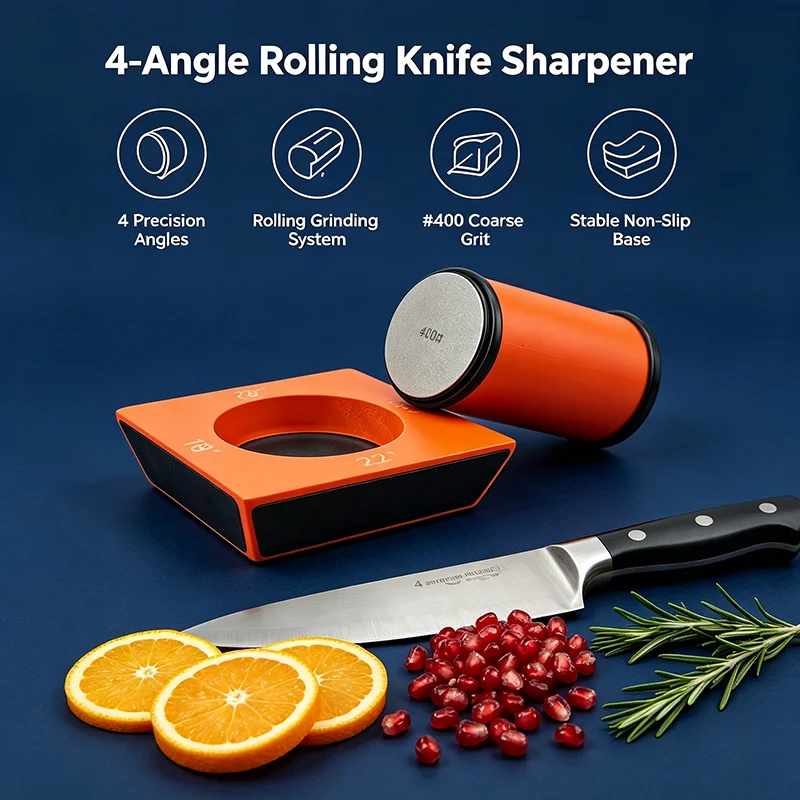 4 Angles Rolling Knife Sharpener Kit Straight Edge Roller Knife Sharpening With Industry Diamonds Whetstone Chef Knife Tool Sets