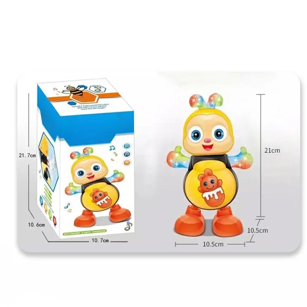 Elektryczne zabawki taneczne Pszczoła, śpiewająca, tańcząca, kołysząca się z światłem, kreskówkowe zabawki edukacyjne i interaktywne dla dzieci na urodziny.