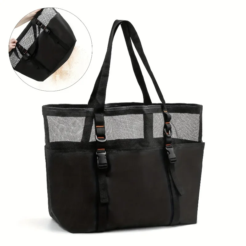 

Large Capacity Mesh Beach Bag, Hollow Out Net Fabric Handbag, Upgrade Version Portable Outdoor Beach Tote