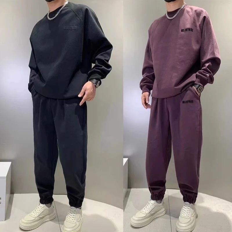 

Повседневный осенний комплект для пар: мужские худи и спортивные брюки, универсальный, удобный, в спортивном стиле, молодежный, модный