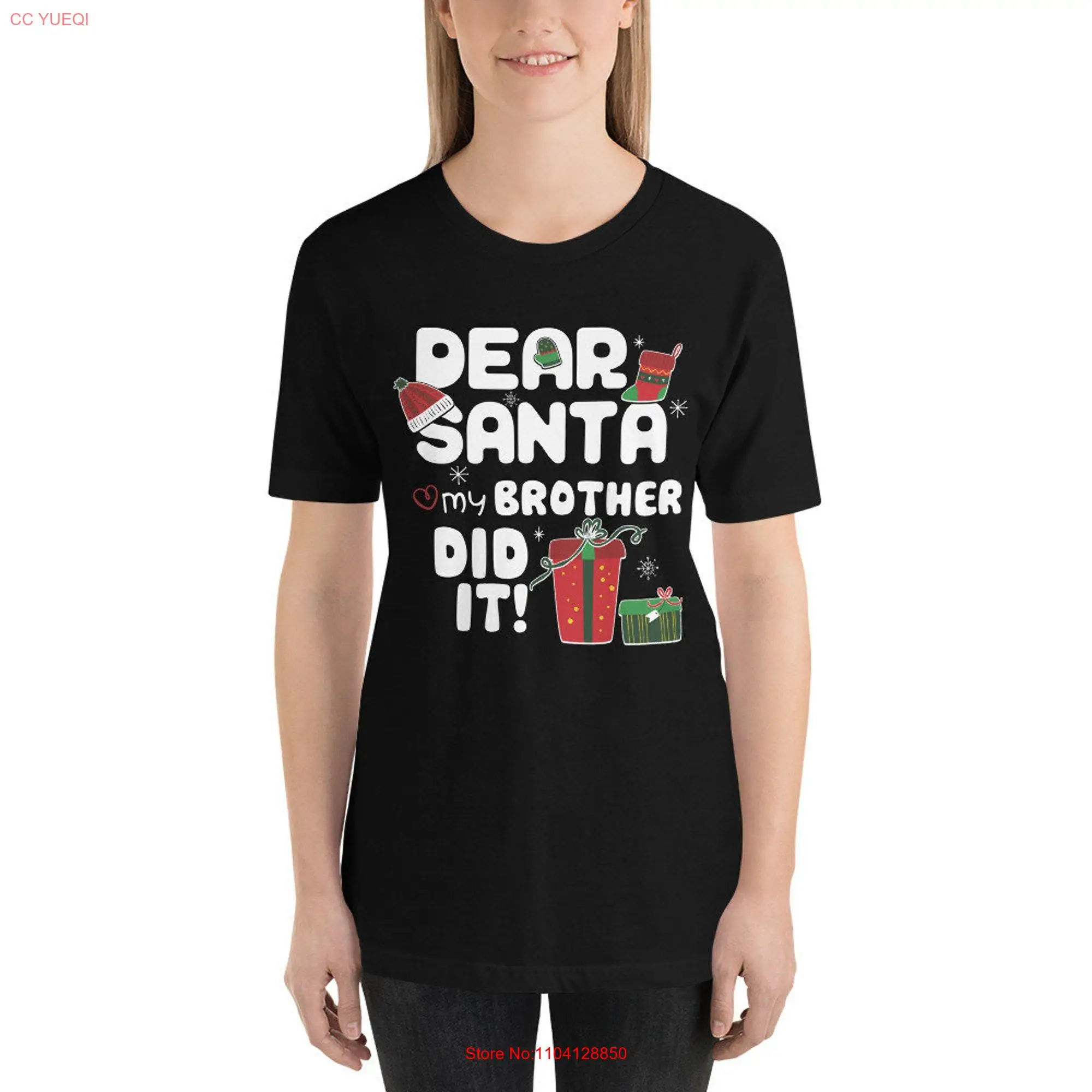 Dear Santa My Brother Did It T Shirt Christmas Family Holiday Group Matching Kids Sister long or short sleeves